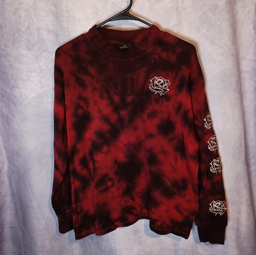Empyre Velma Rose‎ Black & Red Tie Dye Long Sleeve Tee